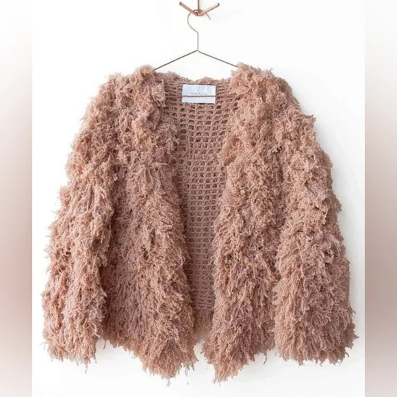Ryan Roche Furry Cashmere Cardigan Rose Wood